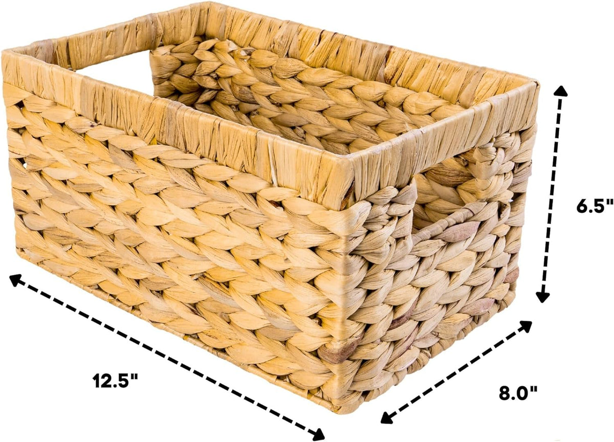 Set of 6 Wicker Storage Basket, Water Hyacinth Storage Baskets, Wicker Storage Baskets for Shelves