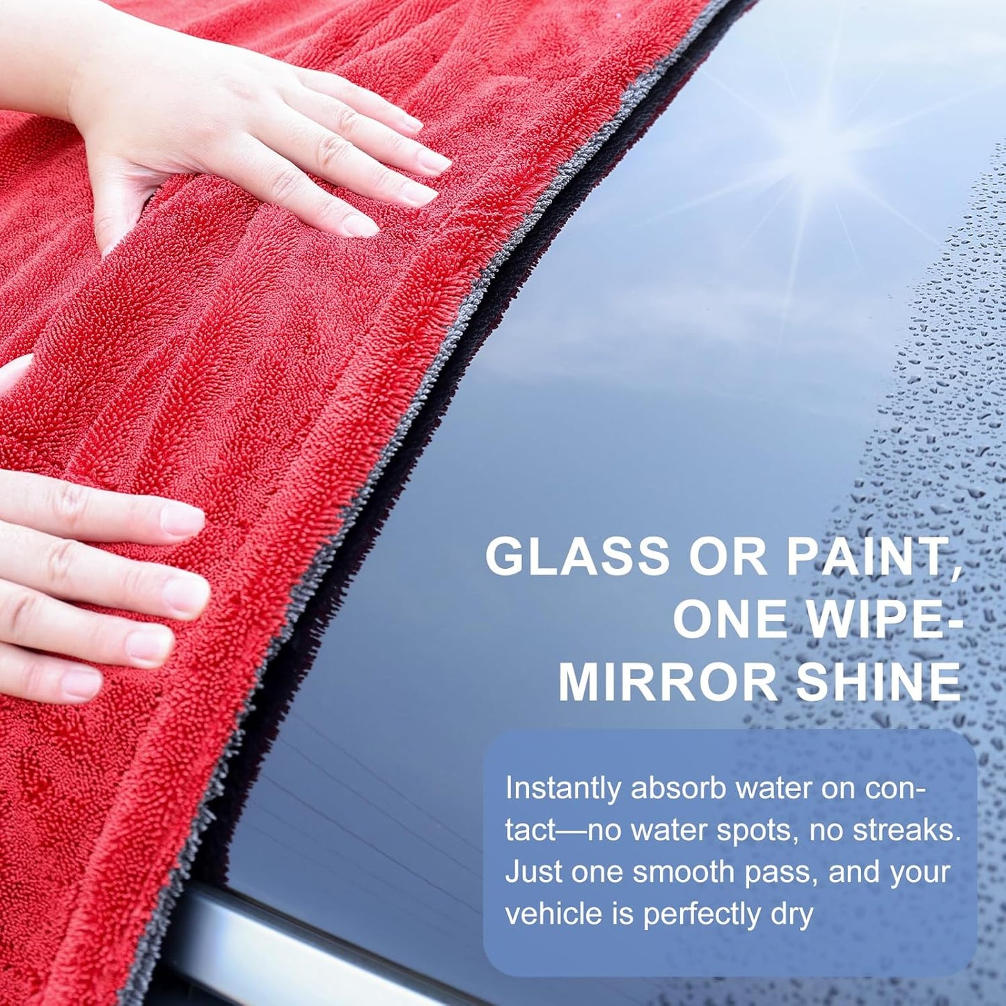 2 Pack XL Car Drying Towel – 1300GSM Ultra Absorbent Microfiber, 24"x36" Large Size, Twisted Loop