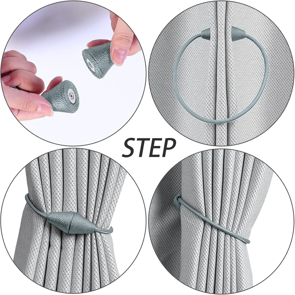 2 PCS Magnetic Curtain Tiebacks, European Style Convenient Drape Tie Backs Holdbacks for Thin or