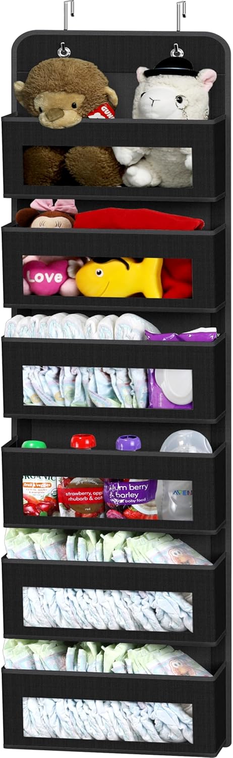 Simple Houseware 6 Clear Window Pocket Over Closet Door Storage Hanging Organizer for Bedroom