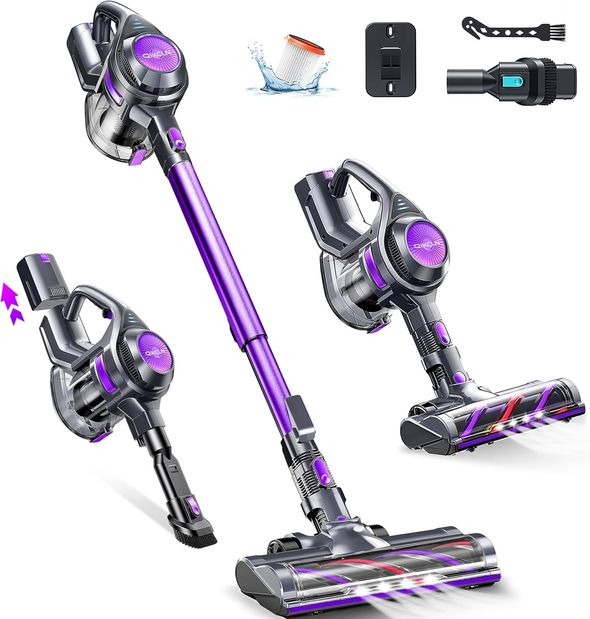 Cordless Vacuum Cleaner, Rapid Clean 23 Kpa Powerful Suction, 1.3 L Large Capacity, 2 Modes &