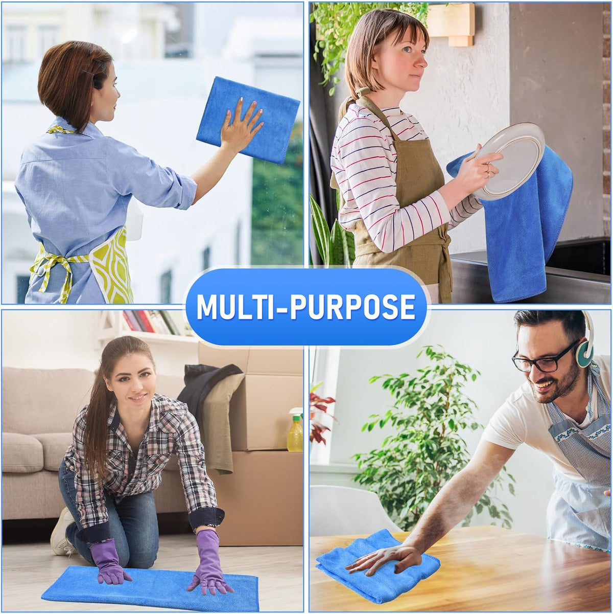 Newwiee 3 Pcs Extra Large Microfiber Cleaning Cloth 30" x 20" Washable Reusable Microfiber Towel