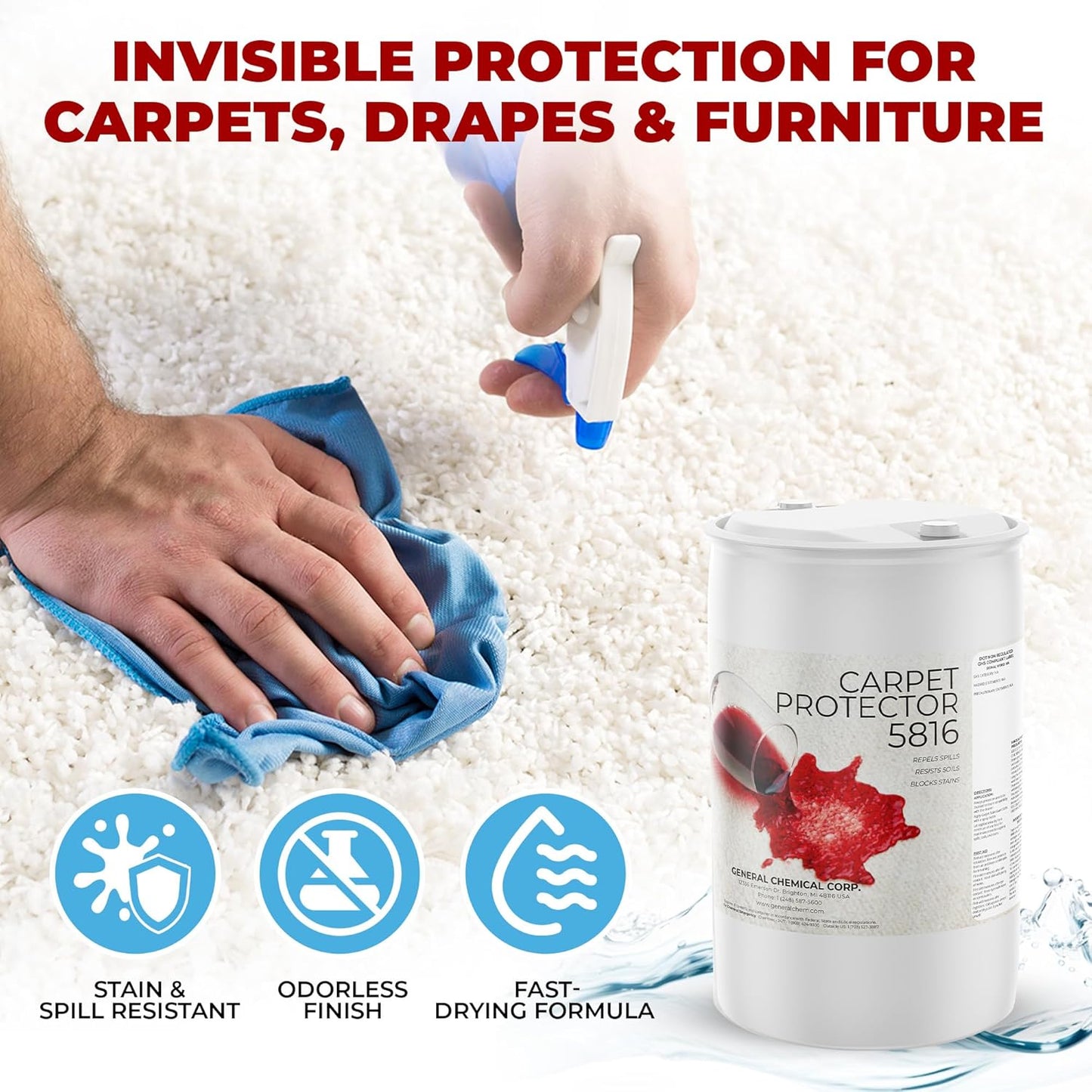 General Chemical Stain Shield Spray - Safe Fabric Protector Spritz and Stain Guard 5816 for