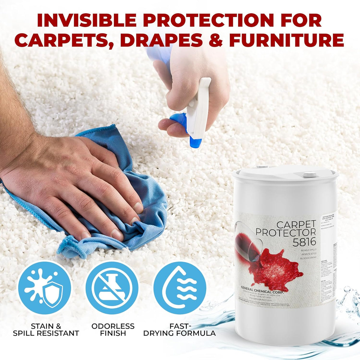 General Chemical Stain Shield Spray - Safe Fabric Protector Spritz and Stain Guard 5816 for