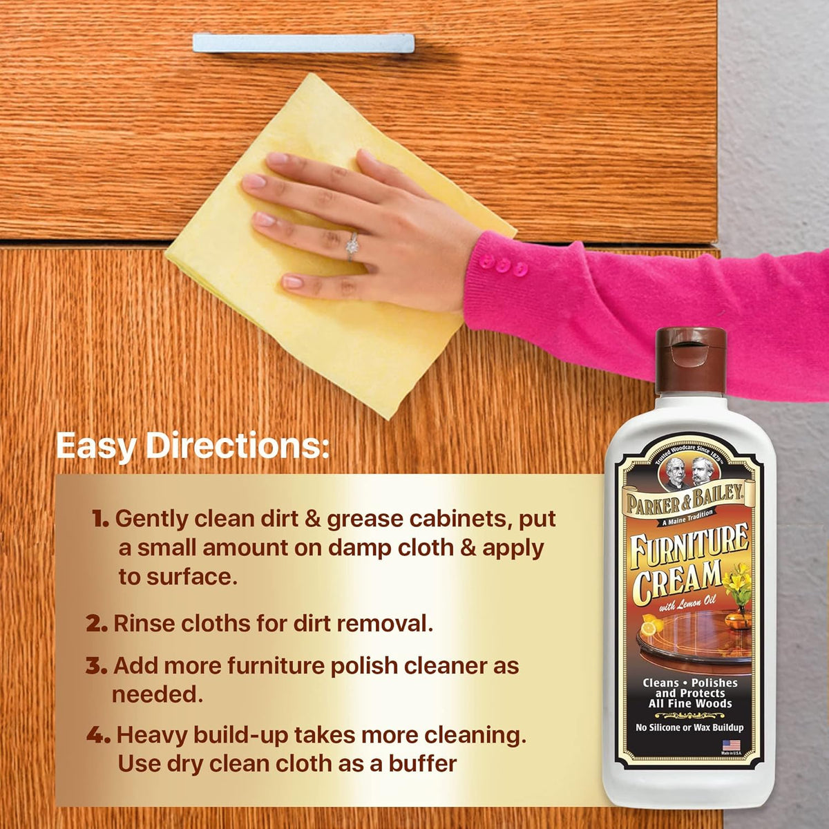 Parker & Bailey Furniture Cream - Multisurface Wood Cleaner and Polish Furniture Quick Shine