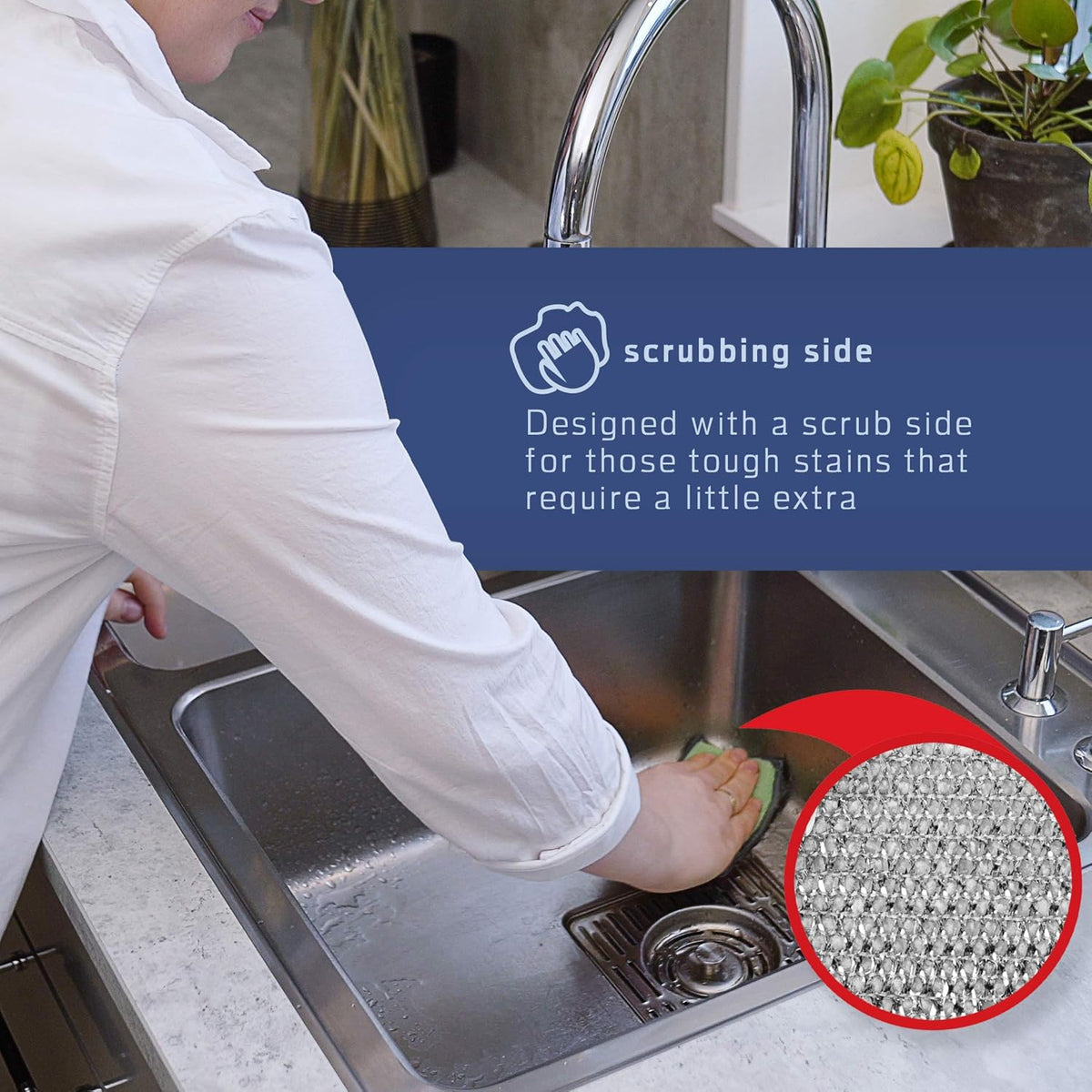 2-Sided Premium Microfiber Dish Sponge and Scrubber 3 Pack Variety - Heavy Duty Scouring