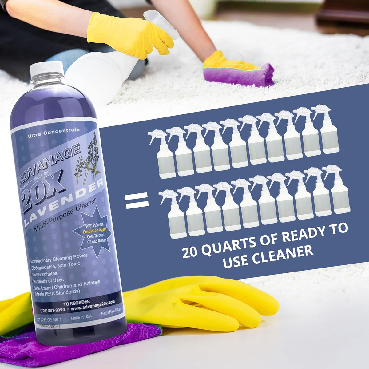 All Purpose Cleaner Concentrate - Advanage 20X The Wonder Cleaner Lavender for All Surfaces Around