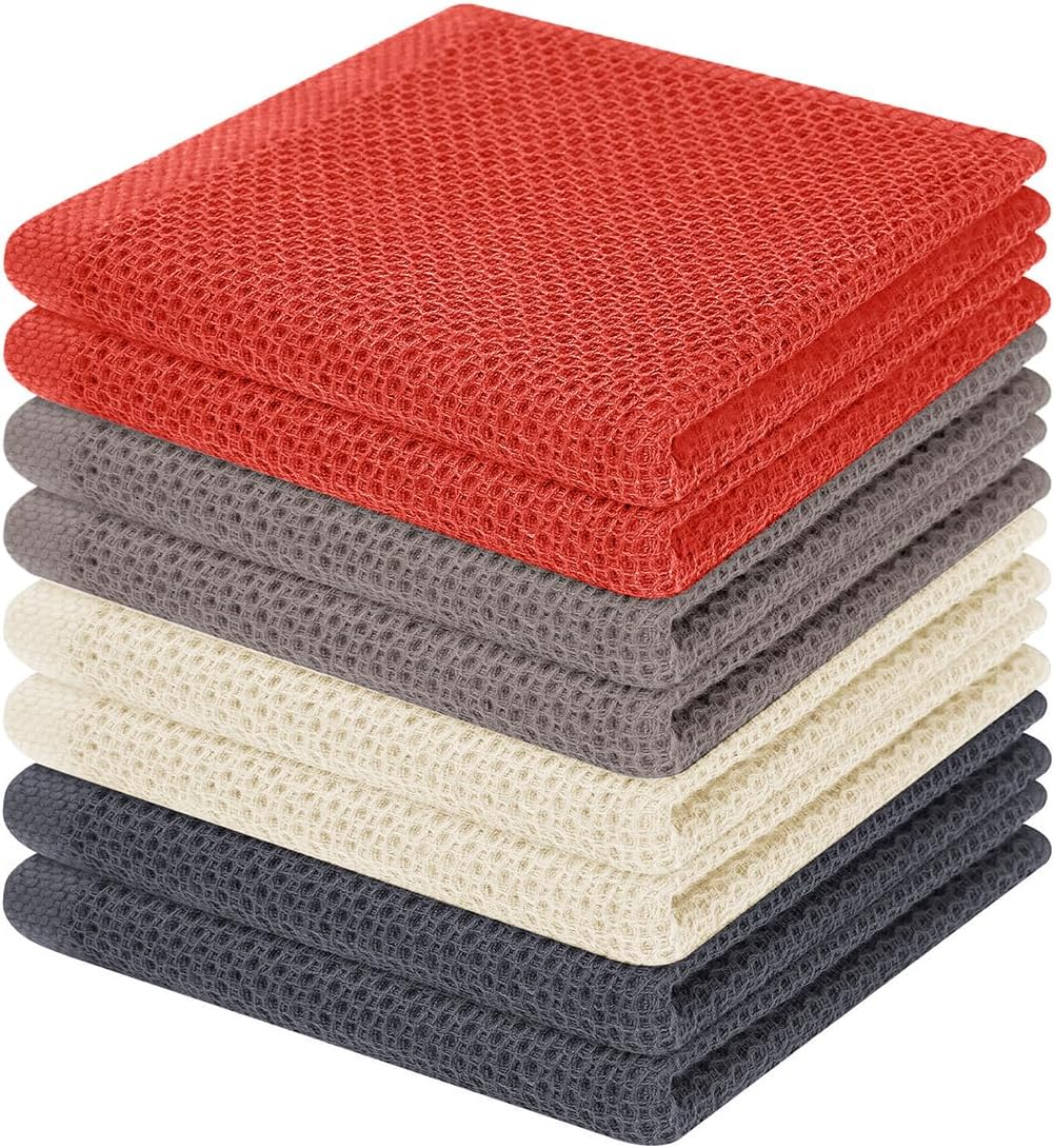 Homaxy 100% Cotton Waffle Weave Kitchen Dish Cloths, Ultra Soft Absorbent Quick Drying Dish Towels