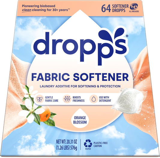 Dropps Laundry Fabric Softener Pods, Orange Blossom (64 Count) - Fabric Softener Liquid Pods for