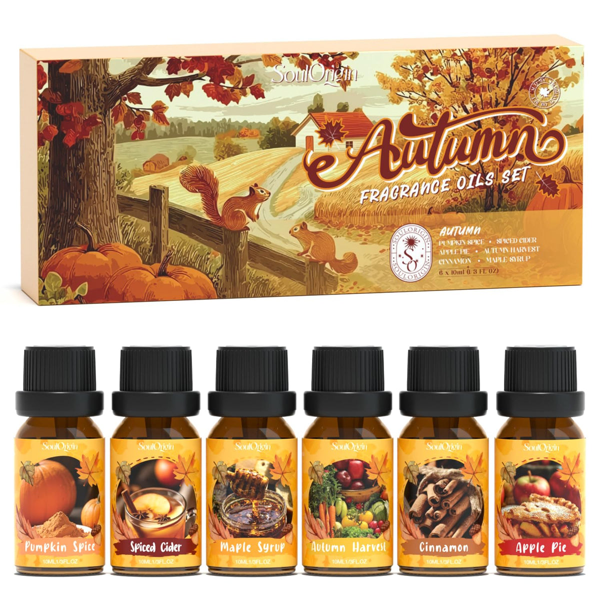 Autumn Fragrance Oils Set, Essential Oil for Diffuser, Fall Scent Diffuser Oil, Use for Soap Candle