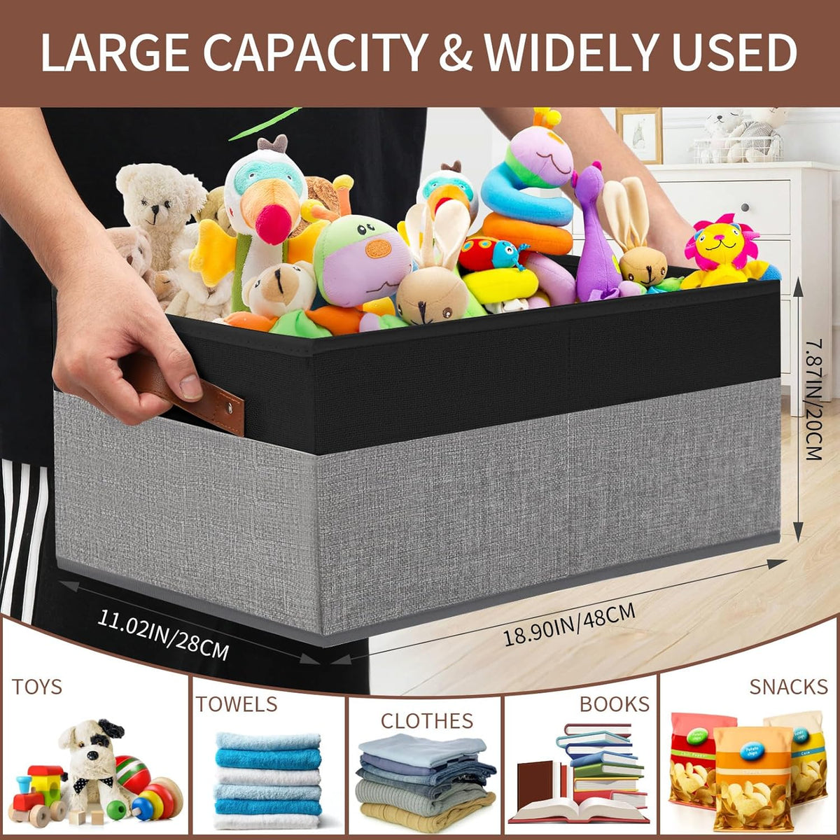 3 Pack Large Capacity Storage Bins Closet Organizer for Shelves, Fabric Closet Storage Baskets