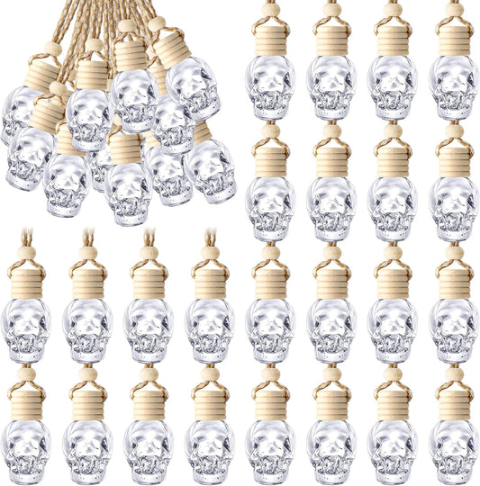 BBTO 50 Pcs Hanging Car Air Freshener Car Diffuser Bottles Empty Glass Perfume Bottle Freshener