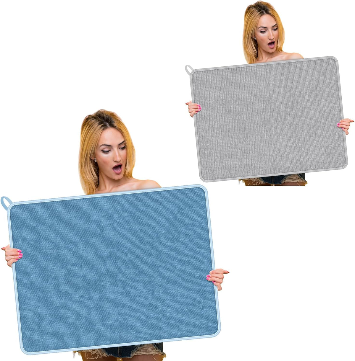 Hushee 2 Pack Extra Large Dish Drying Mat Microfiber Absorbent Dish Drying Pad Large Size Dishes