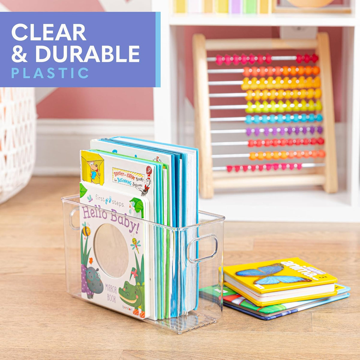 Plastic Food Storage 2 Pack Clear Container Bin with Handles for Organizing Kitchen, Pantry