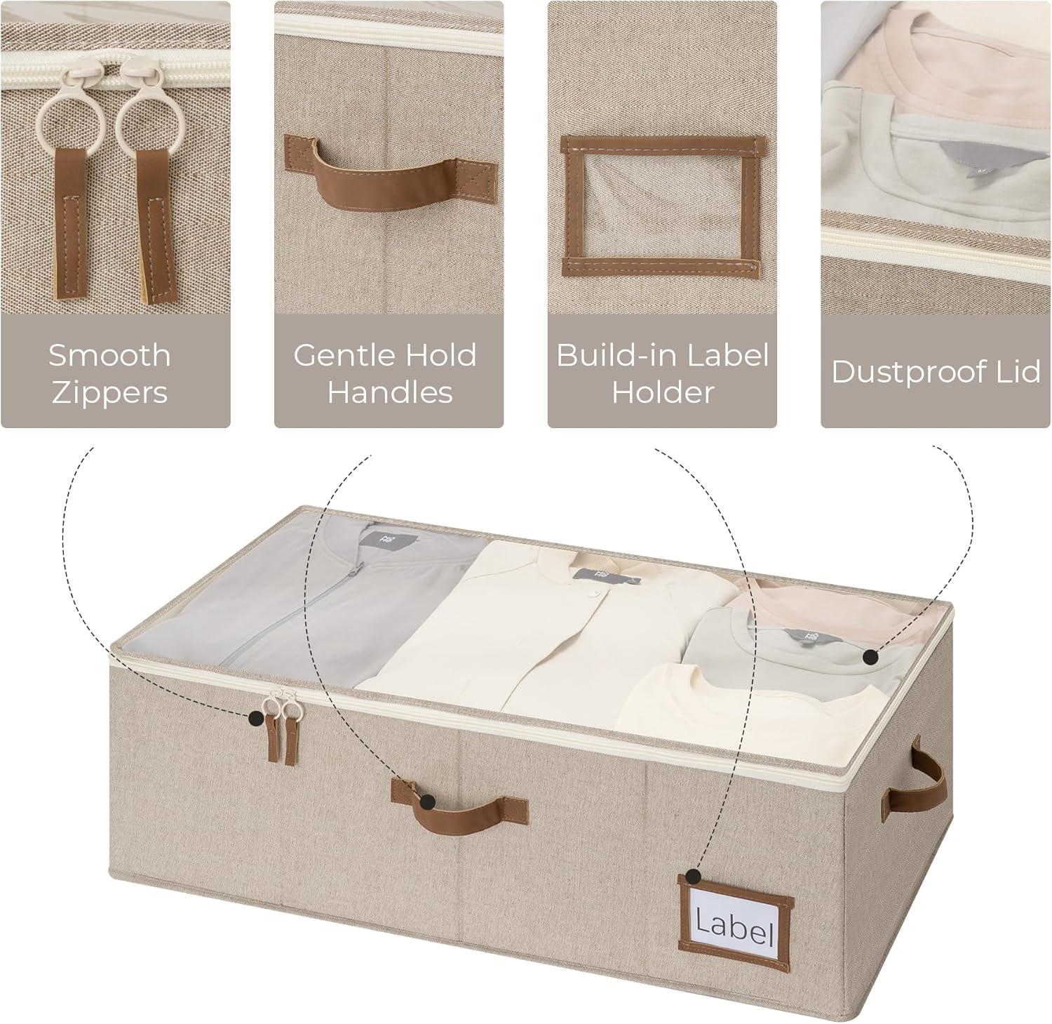 StorageWorks Under Bed Storage Bins, 10'' Underbed Storage Containers with Lid, 90L Clothes