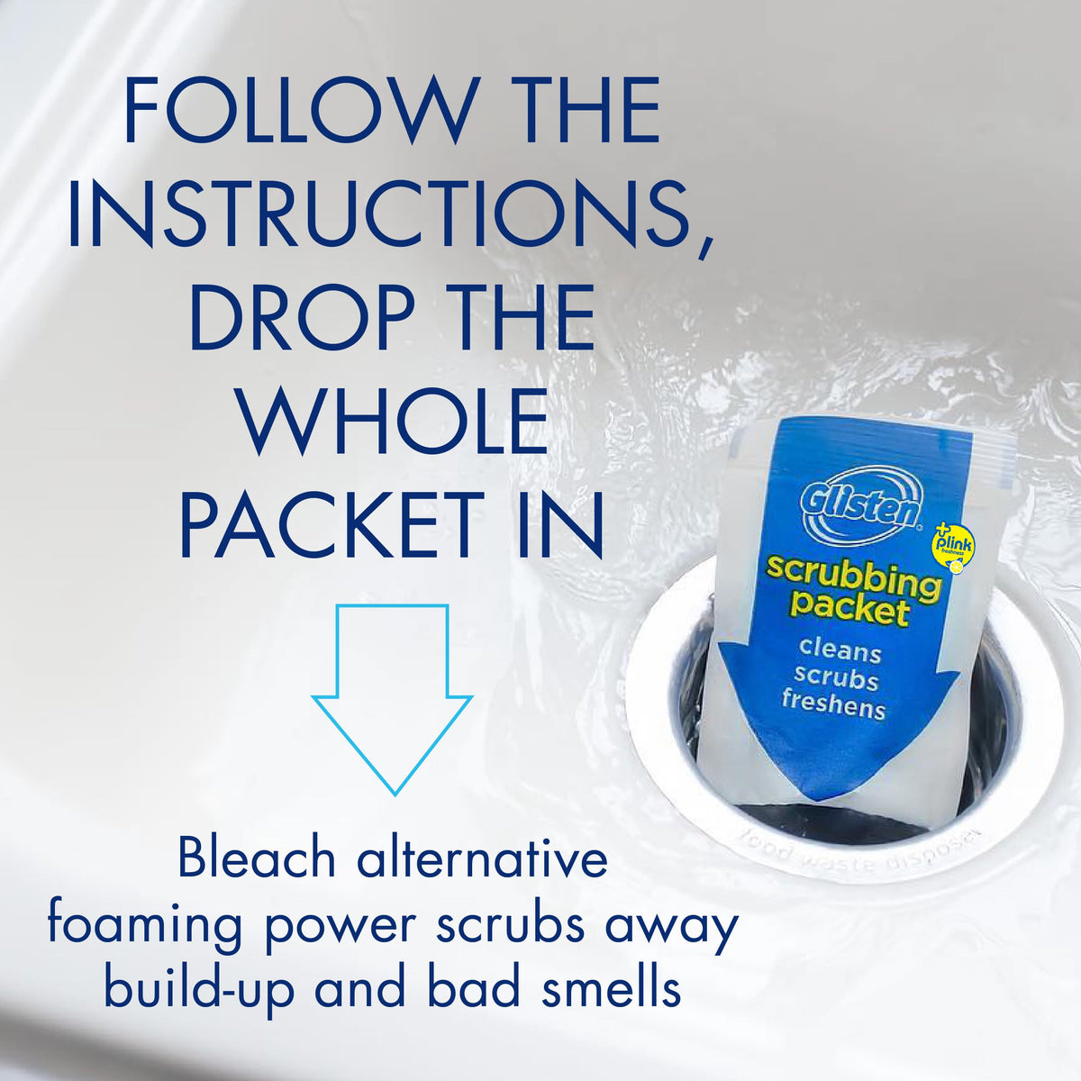 Glisten Garbage Disposer Cleaner, Odor Eliminator with Foaming Action, Removes Build-up and Deep