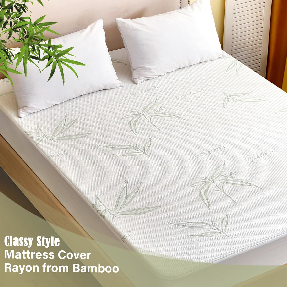 Twin XL Mattress Protector Waterproof Mattress Pad Washable Bamboo Rayon Mattress Cover Breathable