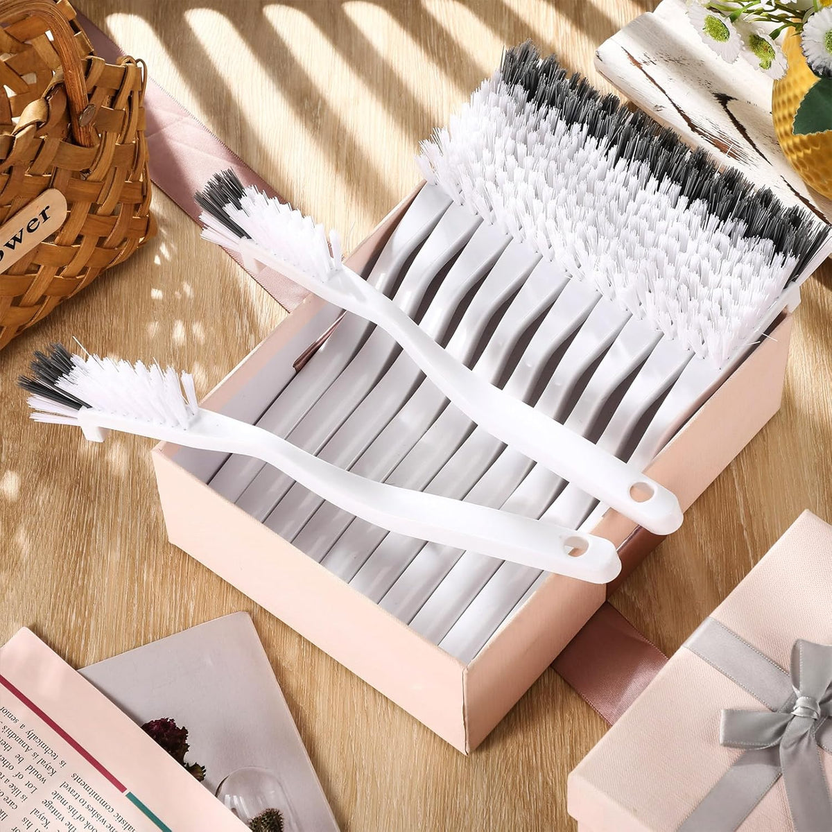 Yinkin 12 Pcs Kitchen Scrub Brush Bulk Sink Bathroom Edge Corner Cleaning Brush Right Angle Mini