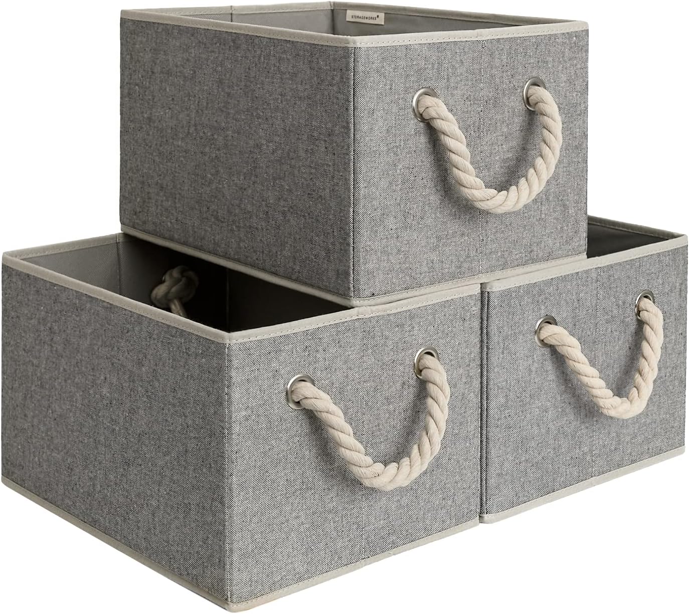 StorageWorks Storage Baskets for Shelves, Foldable Fabric Closet Storage Bins with Handles, Fabric