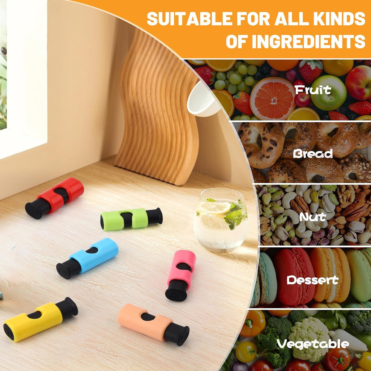 AmoreAngel Crafts 12 Pack Bread Bag Clips，Squeeze Lock Food Bag Clips, Plastic Sealing Clip for