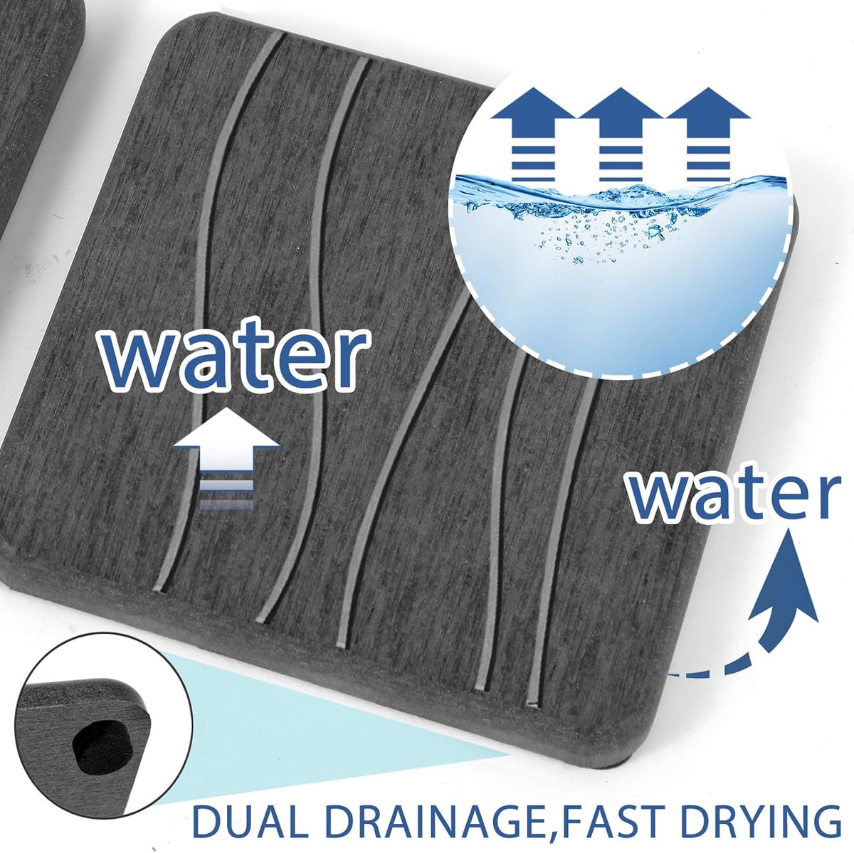 2PCS Water Absorbing Stone Tray, Fast Drying Stone Sink Tray, Water Absorbent Diatomite Trays