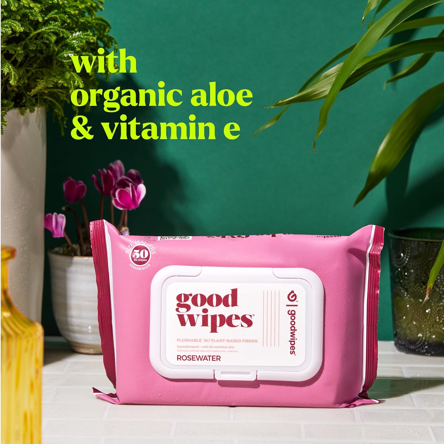 goodwipes Flushable Butt Wipes - Vitamin E & Aloe - Sewer & Septic Safe - Extra Large Adult Wet