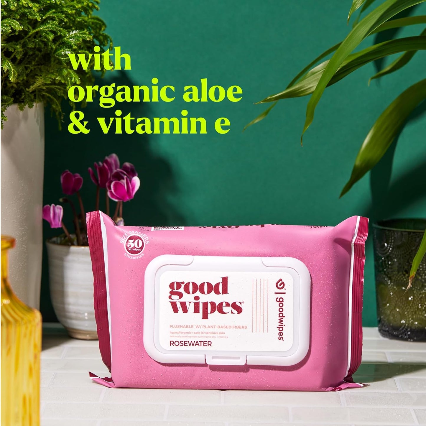 goodwipes Flushable Butt Wipes - Vitamin E & Aloe - Sewer & Septic Safe - Extra Large Adult Wet