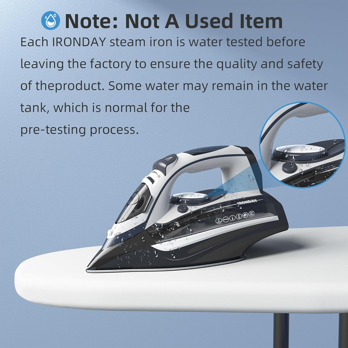 Steam Iron for Clothes Rapid Heating, 1700W Iron with Non-Stick Ceramic Soleplate, 3-Way Auto-Off