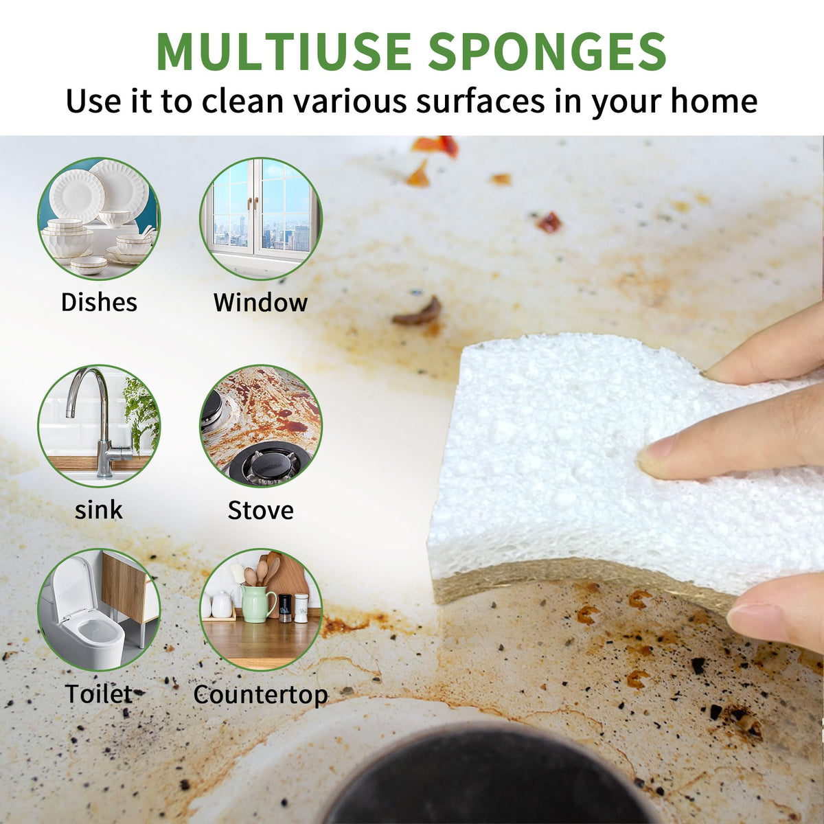 KICKLEEN 9 Pack Biodegradable Natural Kitchen Sponge Dish Sponges