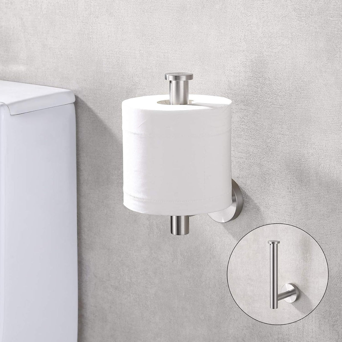 TASTOS Brushed Nickel Toilet Paper Holder SUS304 Stainless Steel, Modern Round Tissue Roll Holders