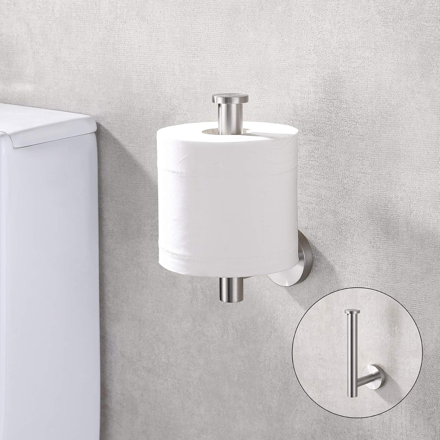 TASTOS Brushed Nickel Toilet Paper Holder SUS304 Stainless Steel, Modern Round Tissue Roll Holders
