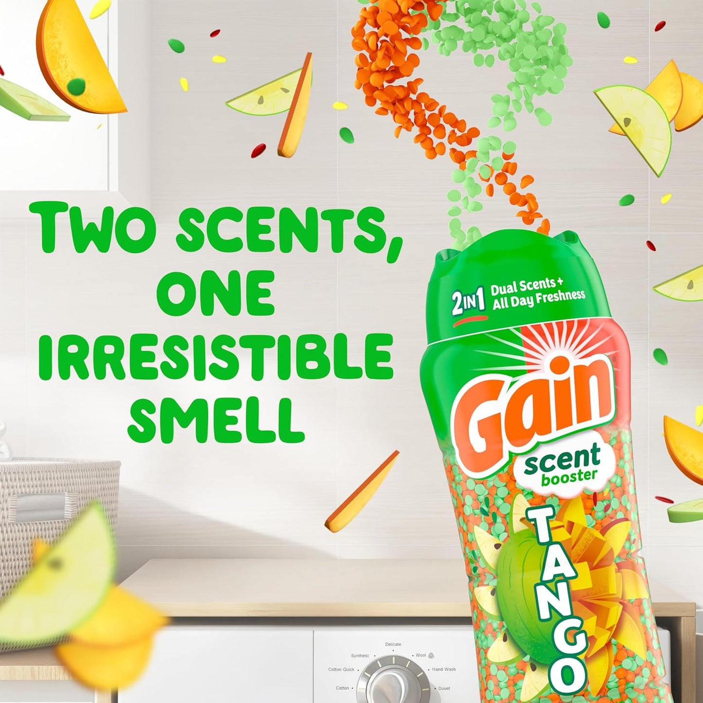 Gain Tango 2-in-1 Laundry Scent Booster Beads, Apple and Mango Scent, 10.7 OZ, Laundry Beads with