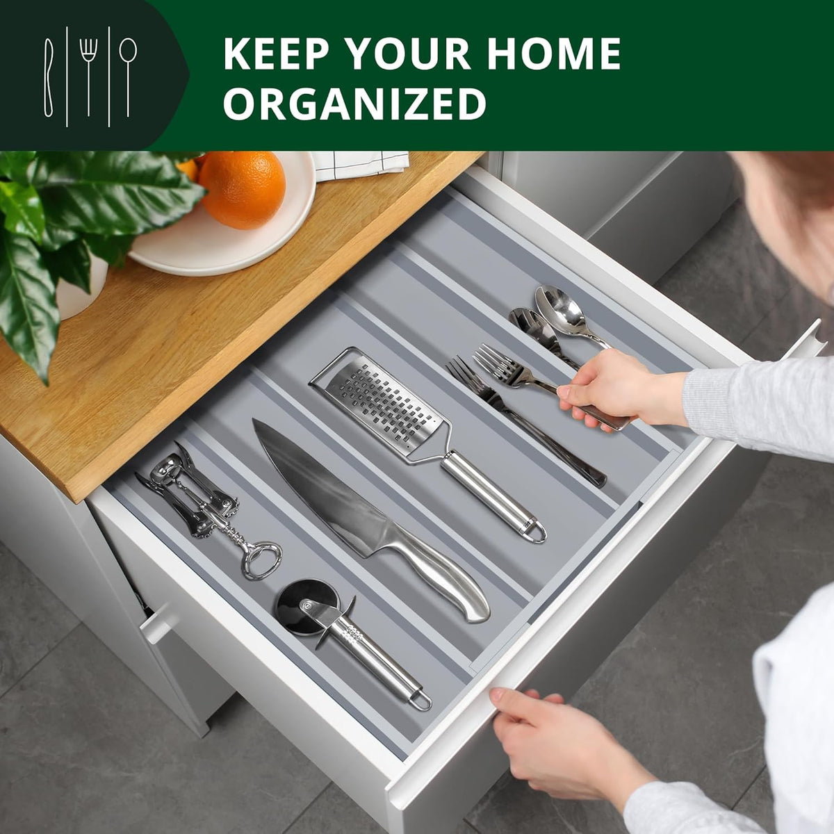 ROYAL CRAFT WOOD Luxury Bamboo Kitchen Drawer Organizer - Silverware Organizer - Utensil Holder and