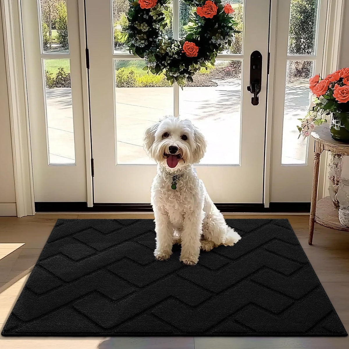 hicorfe Front Door Mat Outside Entrance,32"x40" Absorbent Muddy Dirt Resist Welcome Door Mats