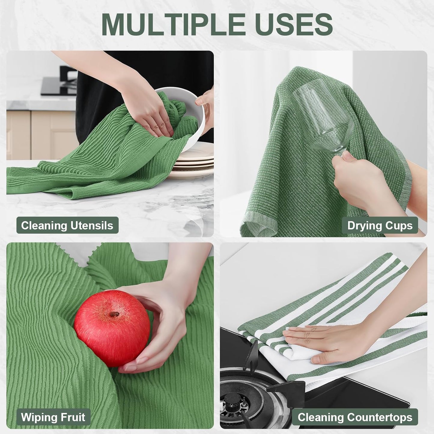 Homaxy Premium Kitchen Towels(18”x 28”, 12 Pack), Large Cotton 380 GSM Kitchen Hand Towels, Soft