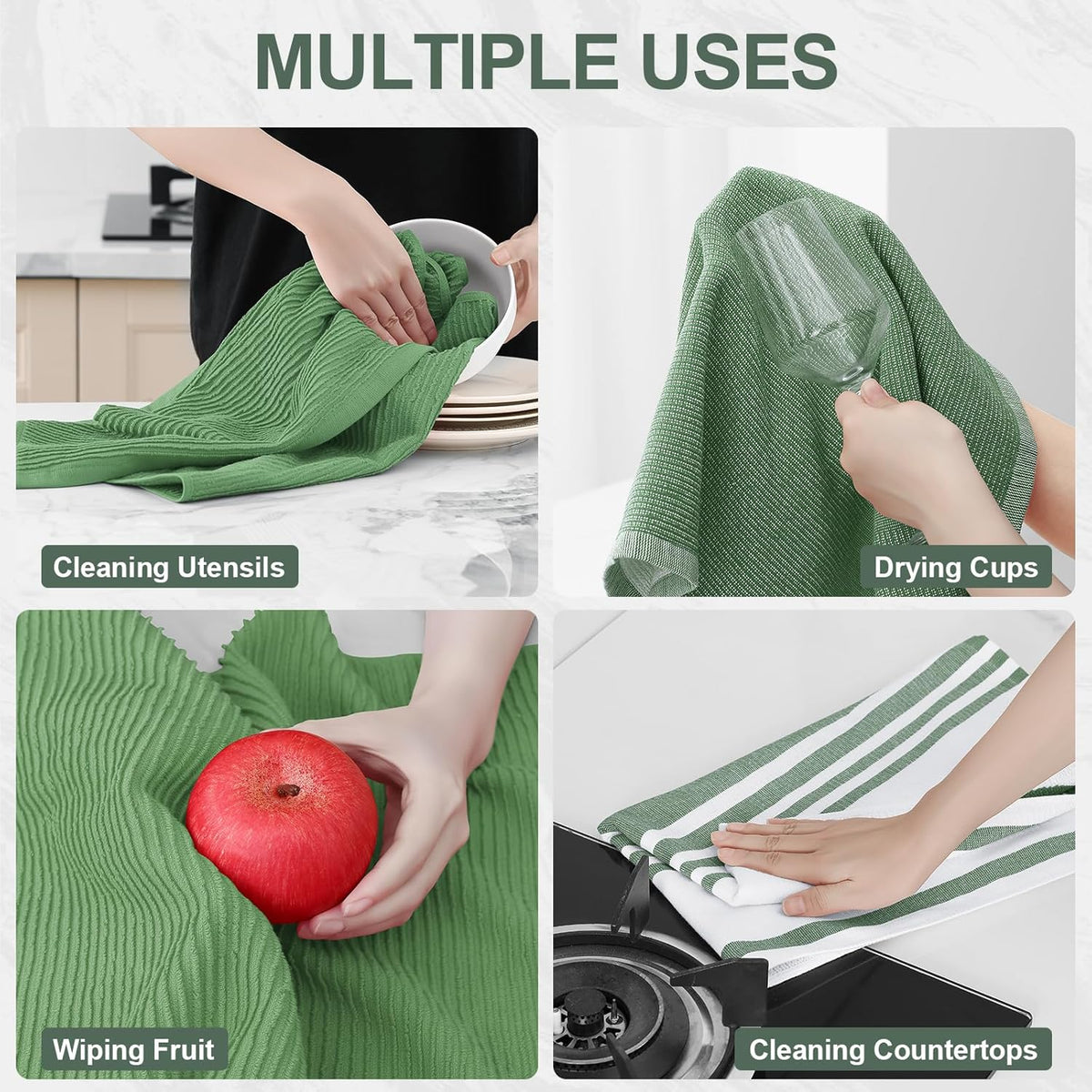 Homaxy Premium Kitchen Towels(18”x 28”, 6 Pack), Large Cotton 380 GSM Kitchen Hand Towels, Soft and