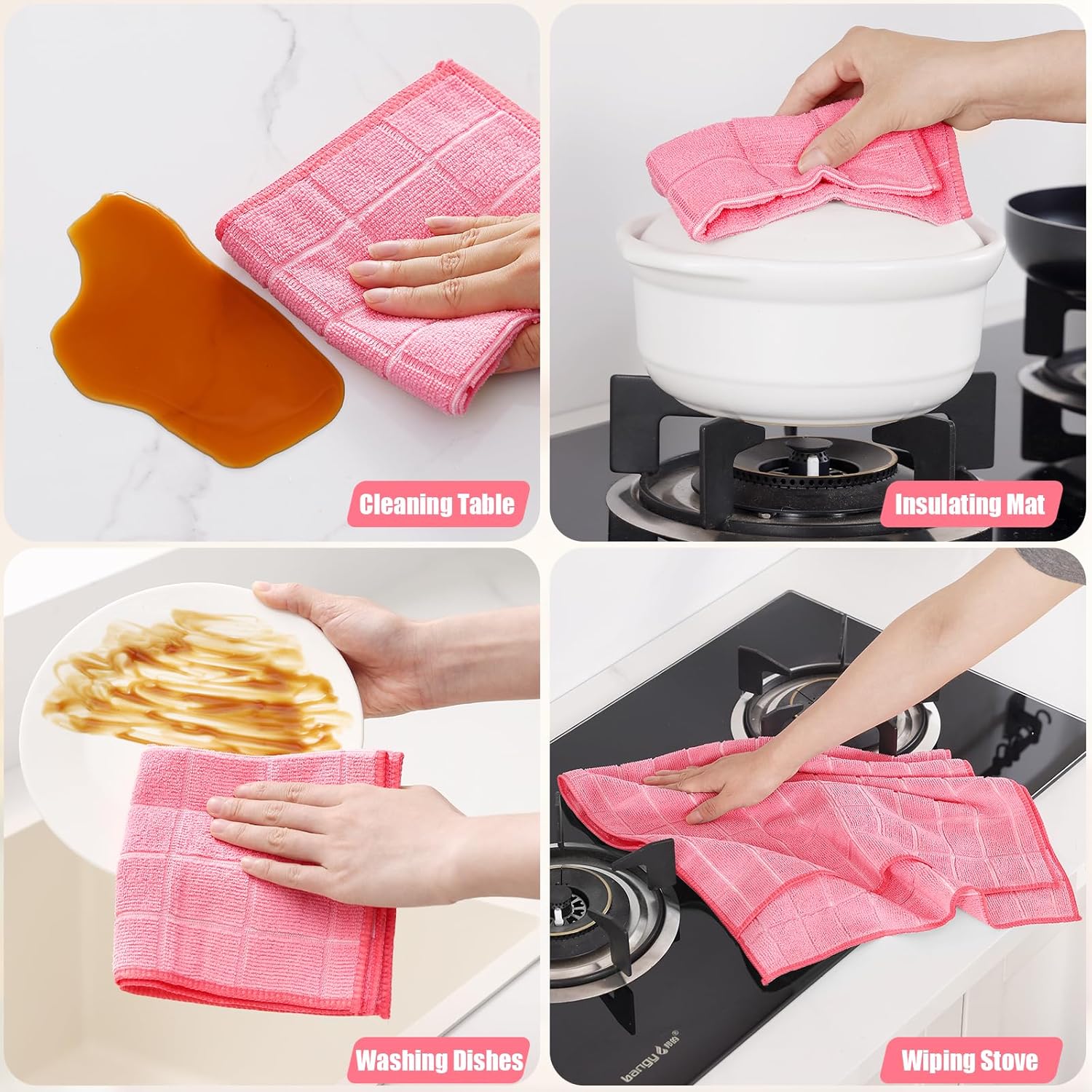 Homaxy Microfiber Kitchen Towels and Dishcloths Set, 16 Pack Soft and Absorbent Dish Hand Towels