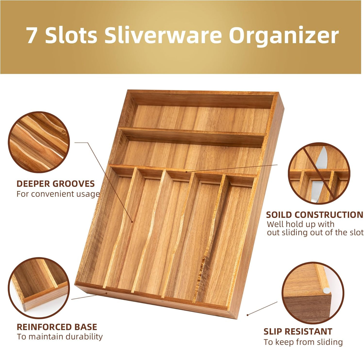 Silverware Organizer Kitchen Drawer Organizer Utensil Organizer Acacia Silverware Holder Cutlery
