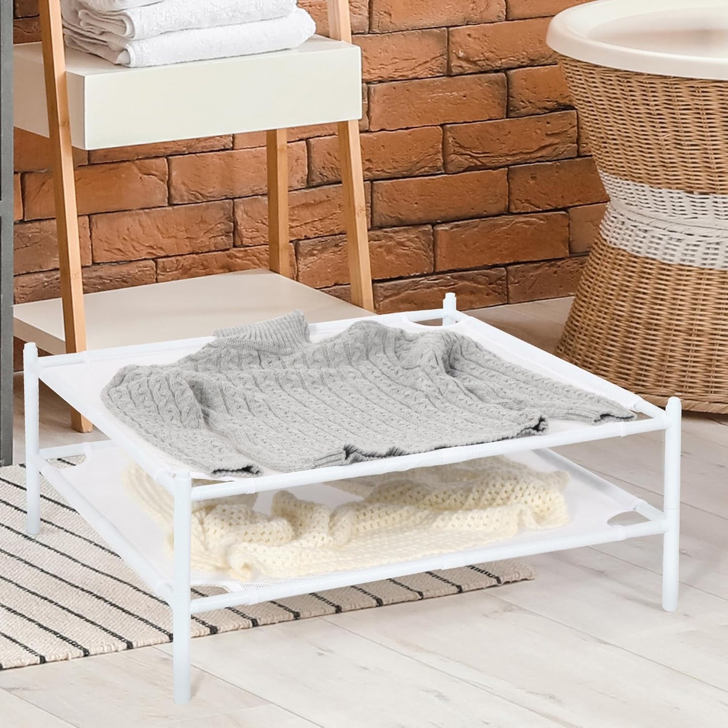 STORAGE MANIAC Sweater Drying Rack, Mesh Clothes Drying Rack, Stackable Laundry Drying Rack, Lay