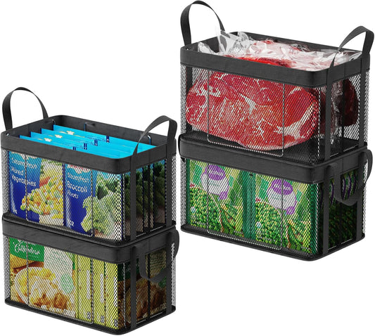 iSPECLE Deep Freezer Organizer Bins - 4 Pack Large Stackable Freezer Organizer Bins for 5 to 7