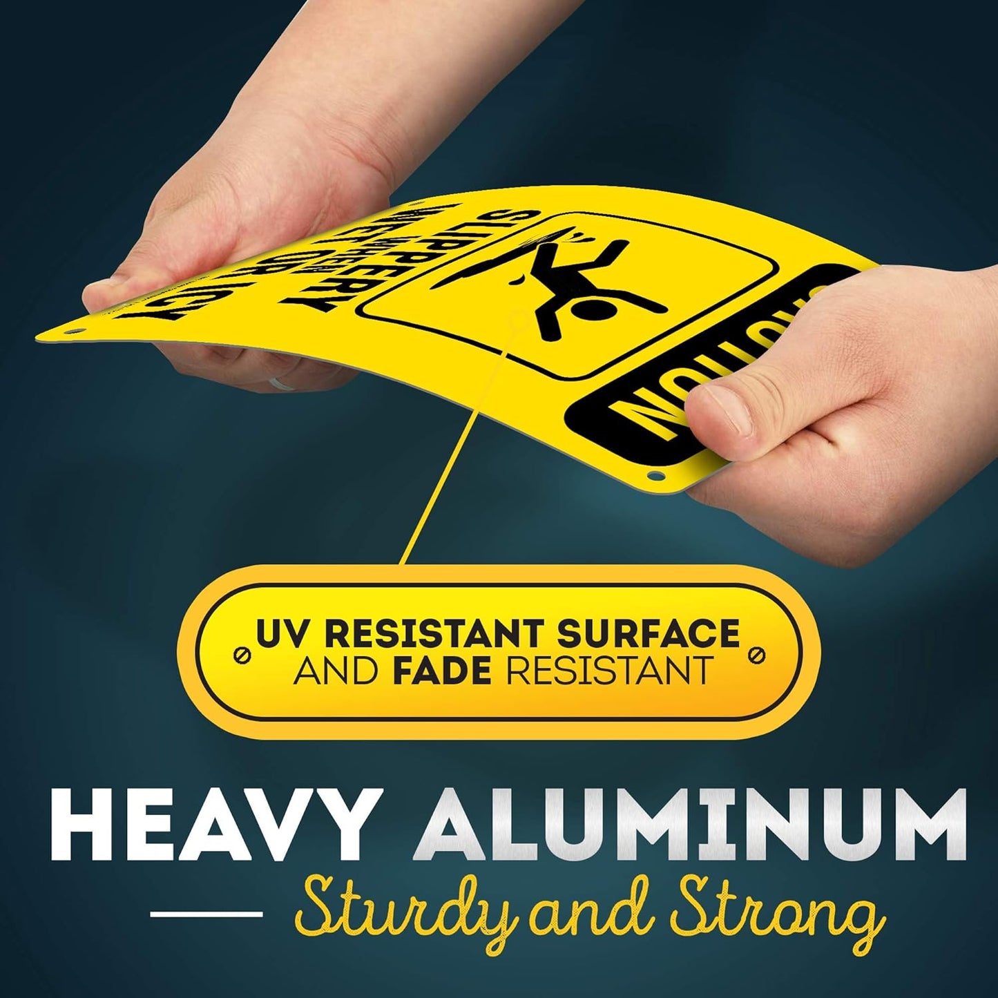 Caution Slippery When Wet Sign or ICY Sign, 7" x 10" 0.40 Aluminum, Fade Resistance, Indoor/Outdoor