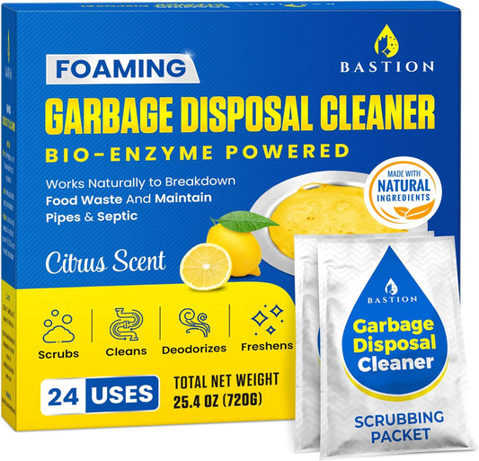 Garbage Disposal Cleaner and Deodorizer - 24-Count (1-Year Supply) Foaming Lemon Scented Kitchen