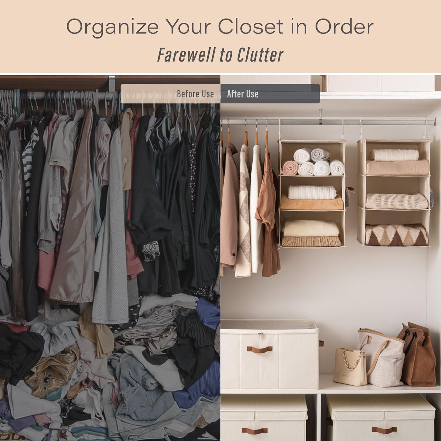 StorageWorks 6-Shelf Jumbo Closet Organizers, Two 3-Shelf Separable Hanging Shelves for Closet, 13"