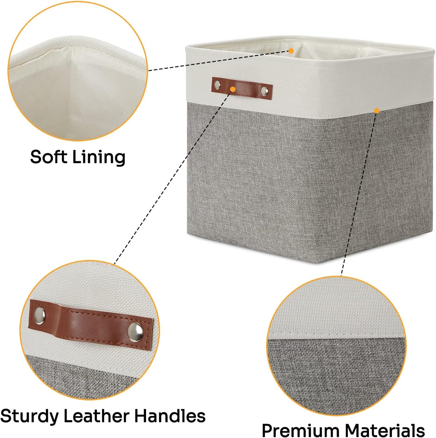 DULLEMELO 13 inch Fabric Storage Cubes 4 Pack Foldable Baskets/Bins for Home Office Organizer