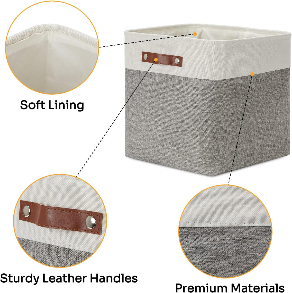 DULLEMELO 13 inch Fabric Storage Cubes 4 Pack Foldable Baskets/Bins for Home Office Organizer