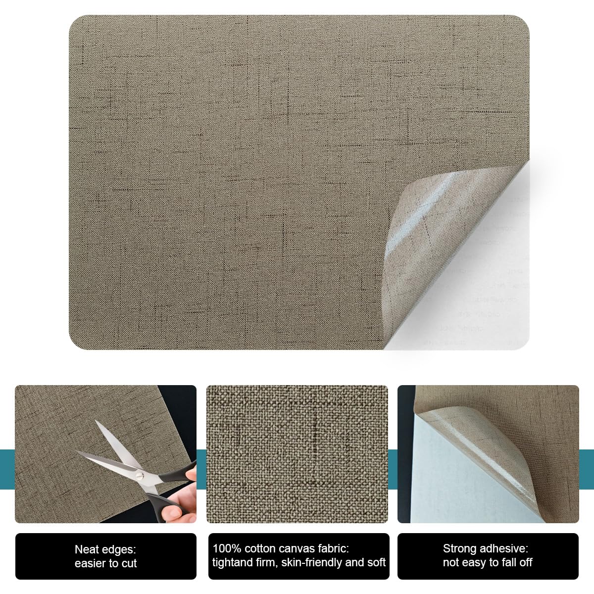 J.CARP 2Pcs Linen Repair Patches, Large Self-Adhesive Fabric Patch for Sofas, Couch, Furniture, Car