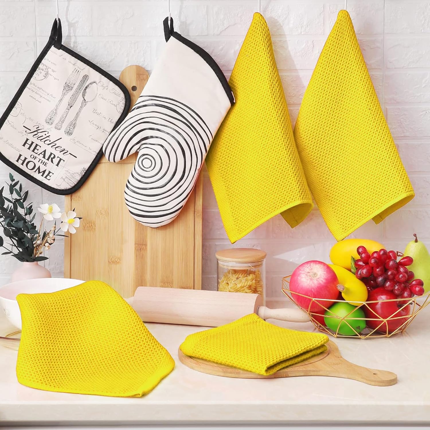 Homaxy 100% Cotton Waffle Weave Kitchen Dish Cloths, Ultra Soft Absorbent Quick Drying Dish Towels