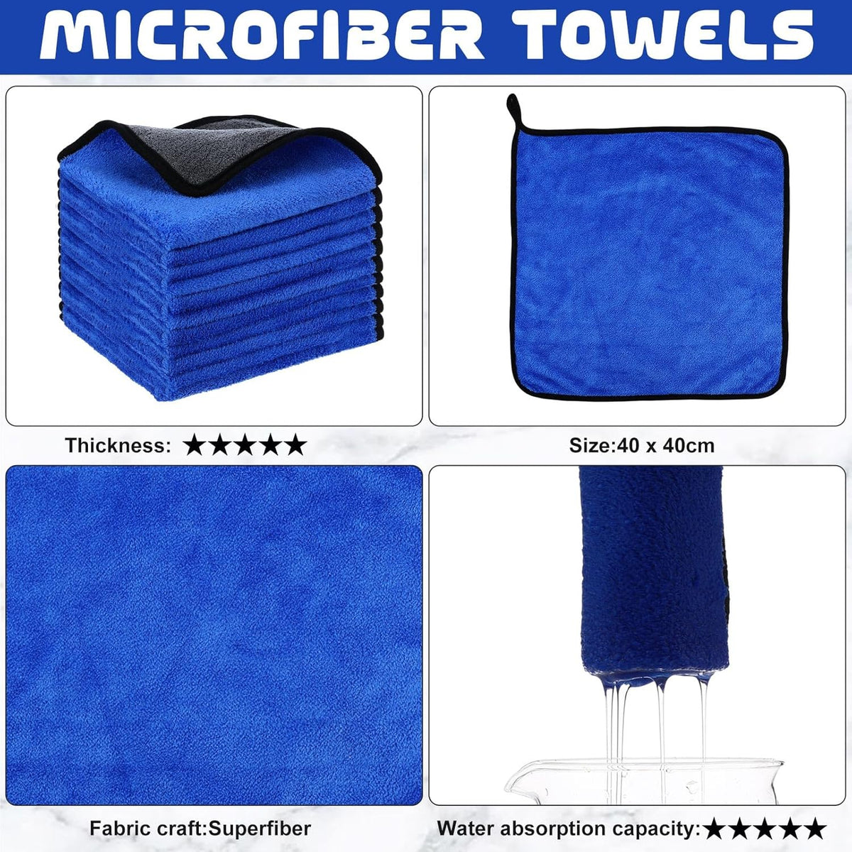 Tallew 50 Pcs Microfiber Towels 16 Inch x 16 Inch Microfiber Cloth Car Drying Towels for Cars