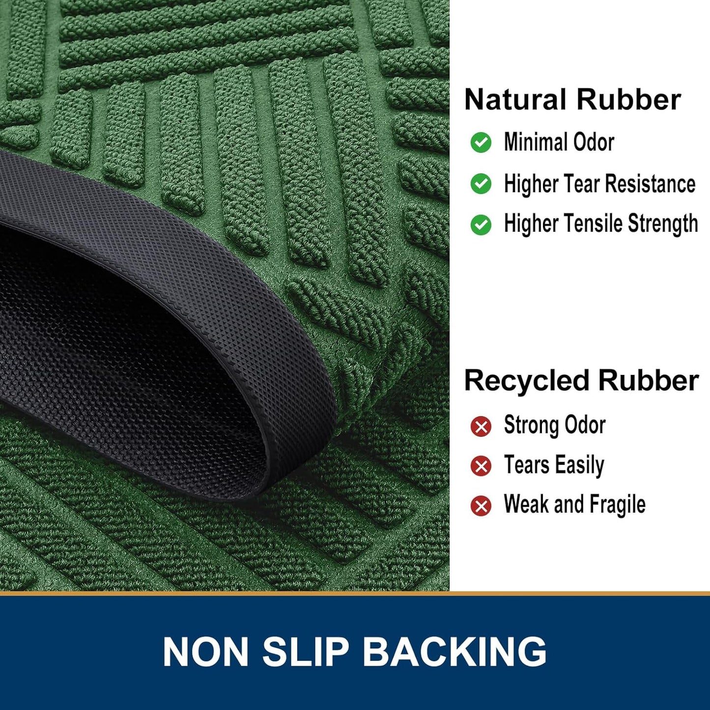 Smiry Half Circle Front Door Mat Outside Entrance, Heavy Duty Outdoor Indoor Natural Rubber