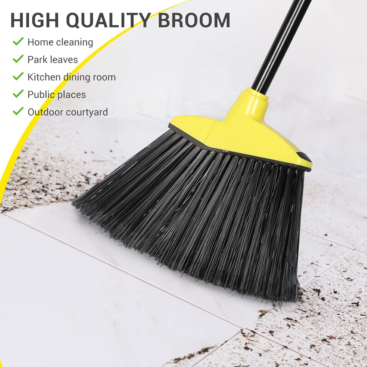 12 Pcs Heavy Duty 53 Inch Commercial Angle Brooms for Sweeping Indoor Outdoor - Black Broom with